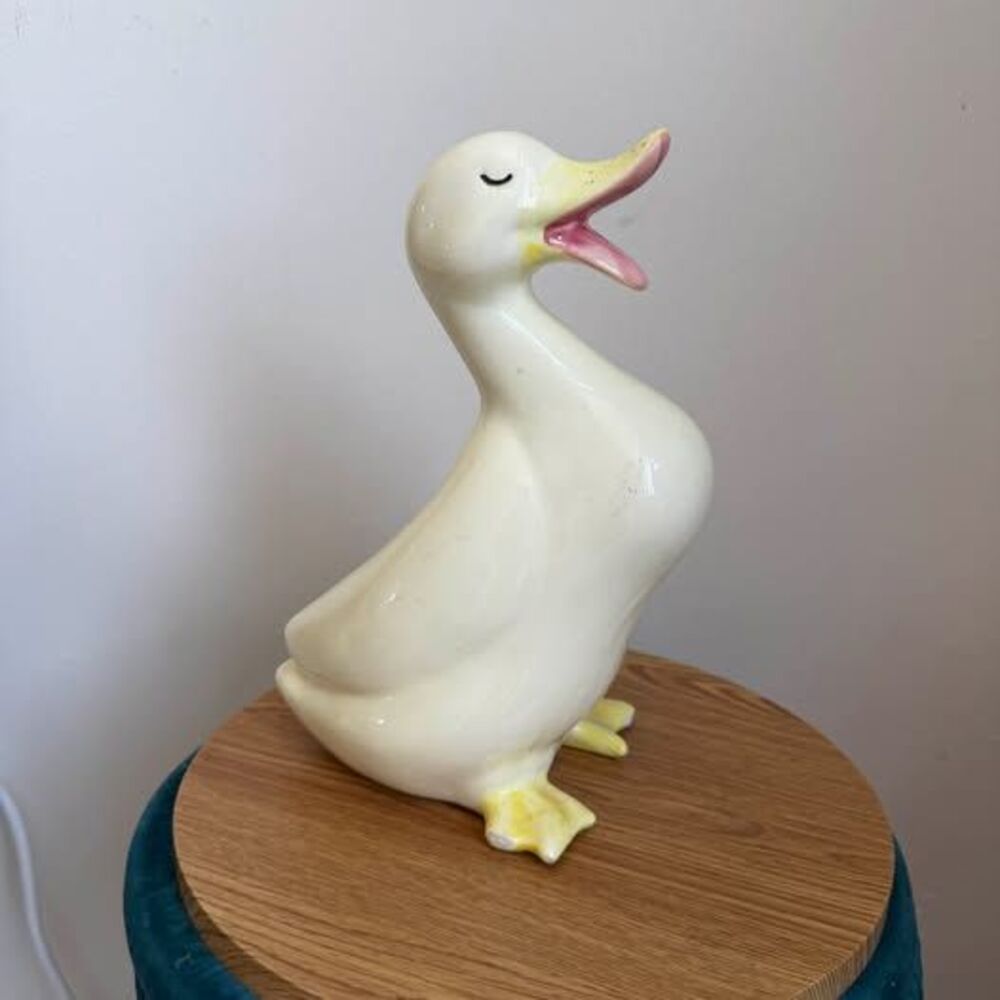 Vintage Ceramic Quacking Duck / Goose Figurine – Mid-Century Cottagecore Decor